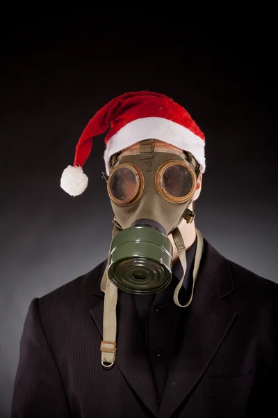 Santa claus with gas mask — Stock Photo, Image