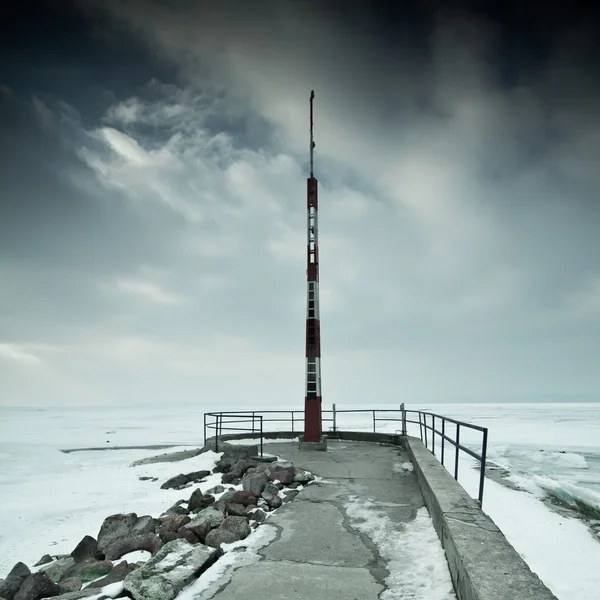 Snowy pier — Stock Photo, Image