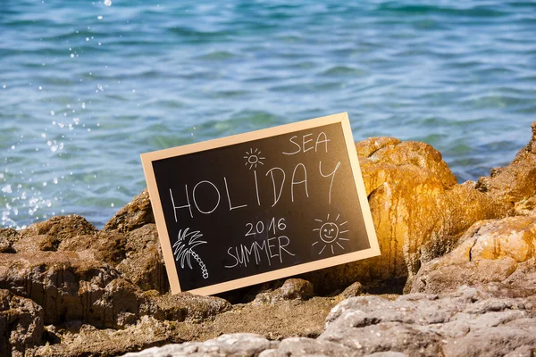 Blackboard with holiday text — Φωτογραφία Αρχείου