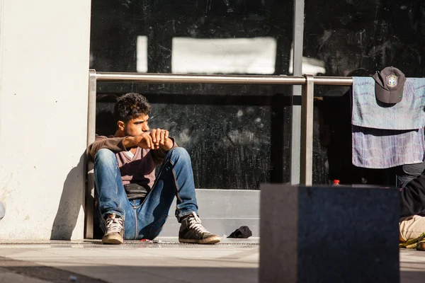 Krigsflyktingar vid Keleti järnvägsstation — Stockfoto