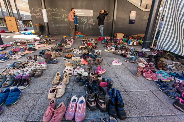 Háborús menekült a Budapest-Keleti pályaudvar — Stock Fotó