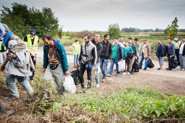 War refugees at the Gyekenyes Railway Station
