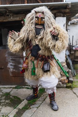 MOHACS, HUNGARY - 02 Mart Busojaras Karnavalı. 02 Mart 2025, Mohacs, Macaristan.