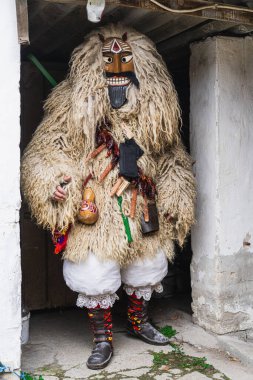 MOHACS, HUNGARY - 02 Mart Busojaras Karnavalı. 02 Mart 2025, Mohacs, Macaristan.