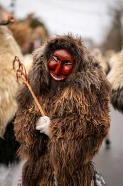 MOHACS, HUNGARY - 15 Şubat: Busojaras Karnavalı. 15 Şubat 2026, Mohacs, Macaristan.
