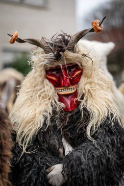 MOHACS, HUNGARY - 15 Şubat: Busojaras Karnavalı. 15 Şubat 2026, Mohacs, Macaristan.