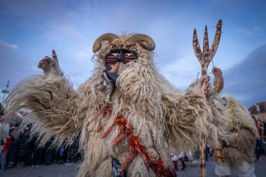 MOHACS, HUNGARY - 15 Şubat: Busojaras Karnavalı. 15 Şubat 2026, Mohacs, Macaristan.