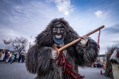 MOHACS, HUNGARY - 15 Şubat: Busojaras Karnavalı. 15 Şubat 2026, Mohacs, Macaristan.