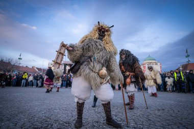 MOHACS, HUNGARY - 15 Şubat: Busojaras Karnavalı. 15 Şubat 2026, Mohacs, Macaristan.