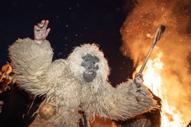 MOHACS, HUNGARY - 17 Şubat Busojaras Karnavalı. 17 Şubat 2026, Mohacs, Macaristan.