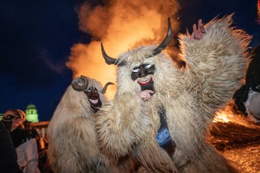 MOHACS, HUNGARY - 17 Şubat Busojaras Karnavalı. 17 Şubat 2026, Mohacs, Macaristan.