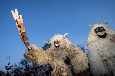 MOHACS, HUNGARY - 17 Şubat Busojaras Karnavalı. 17 Şubat 2026, Mohacs, Macaristan.