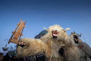 MOHACS, HUNGARY - 17 Şubat Busojaras Karnavalı. 17 Şubat 2026, Mohacs, Macaristan.