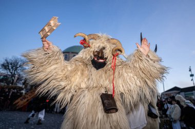 MOHACS, HUNGARY - 17 Şubat Busojaras Karnavalı. 17 Şubat 2026, Mohacs, Macaristan.