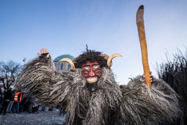 MOHACS, HUNGARY - 17 Şubat Busojaras Karnavalı. 17 Şubat 2026, Mohacs, Macaristan.