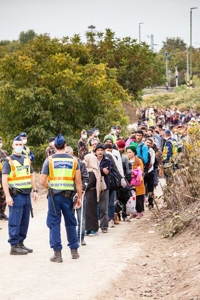 War refugees at the Gyekenyes Railway Station
