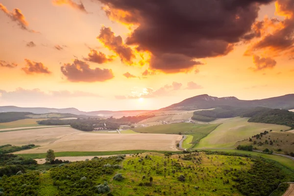 Vista aérea de los campos agrícolas — Foto de Stock