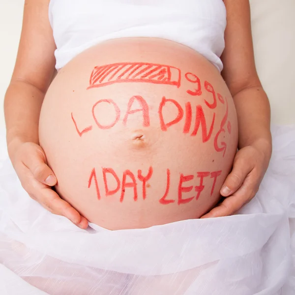 Donna incinta abs — Foto Stock