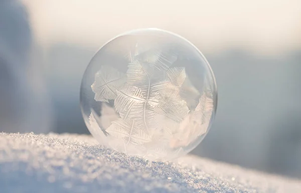 Bolha Sabão Congelada Neve — Fotografia de Stock