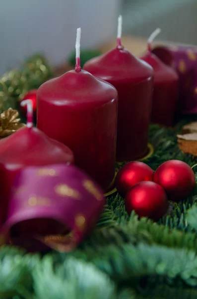 Christmas wreath with candles — Stock Photo, Image