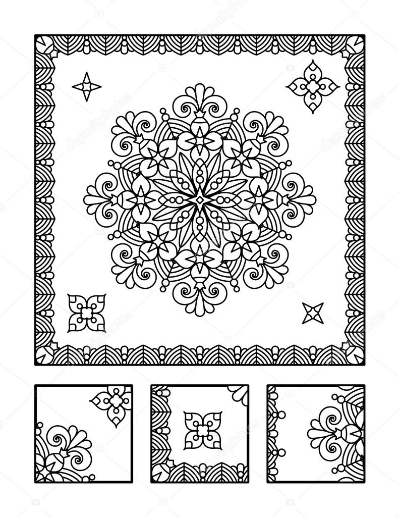 Kleurplaat En Visuele Puzzel Voor Volwassenen Stockvector