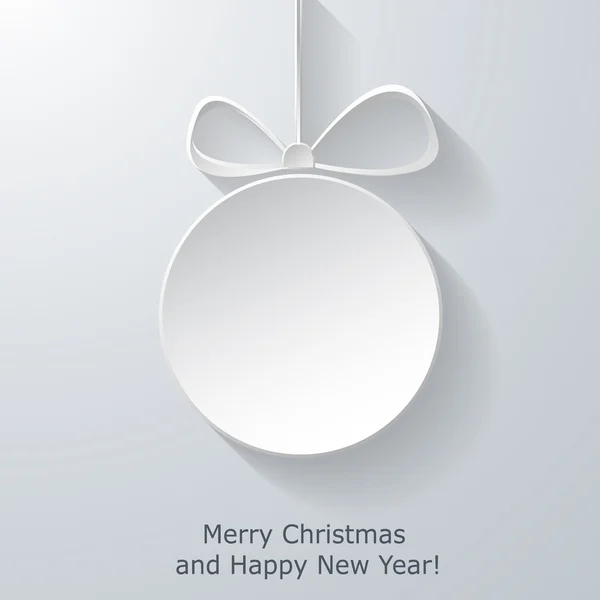 Tarjeta de felicitación de Navidad con bola de Navidad de papel abstracto — Vector de stock