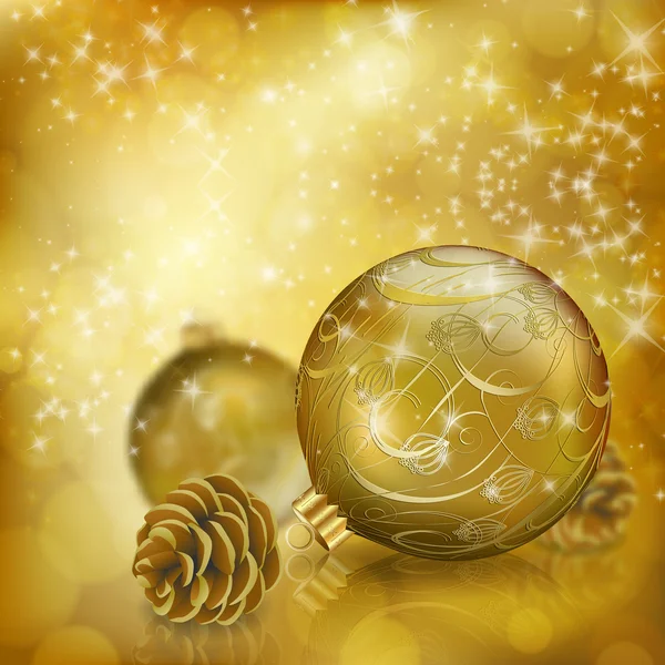 Golden Christmas balls — Stock Vector