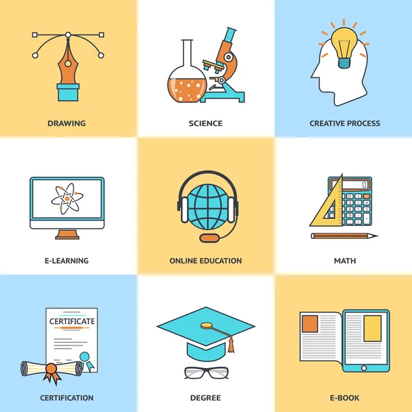 Iconos de línea de educación moderna — Vector de stock