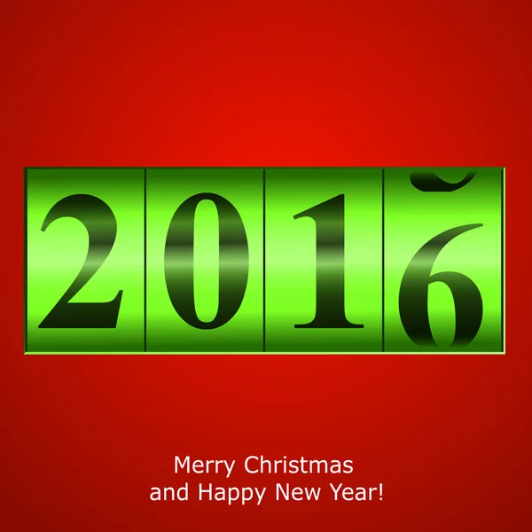 Grüner Neujahrszähler auf rotem Hintergrund — Stockvektor