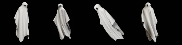 Ghost Covered Sheet Black Background Rendering — Stock Photo, Image