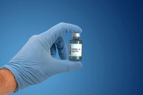 Hand Laboratory Researcher Holding Vial Covid Vaccine Rendering — Stock Photo, Image