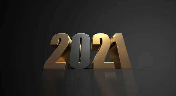 2021 Gouden Tekst Donkergrijze Achtergrond Rendering — Stockfoto