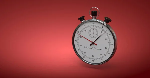 Kırmızı Arkaplanda Kronometre Görüntüleme — Stok fotoğraf