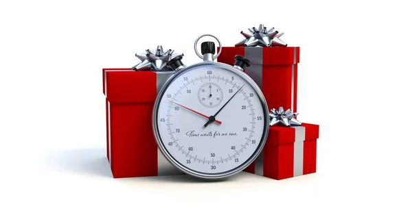 Chronometr Vánoční Dárky Poslední Objednávky Před Vánocemi Vykreslování — Stock fotografie