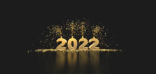 2022 başlık kutlaması koyu arkaplan 3D görüntüleme