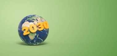 Earth planet with 2030 objective for climate - 3D rendering clipart