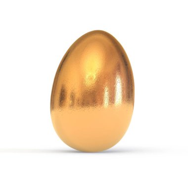 Beyaz arkaplanda altın yumurta - 3D görüntüleme