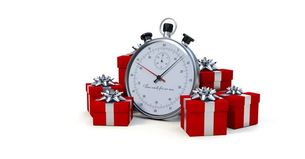 Chronometr Vánoční Dárky Poslední Objednávky Před Vánocemi Vykreslování — Stock fotografie