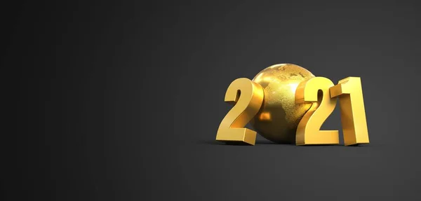 Tarjeta Felicitaciones 2021 Fondo Gris Oro Renderizado —  Fotos de Stock