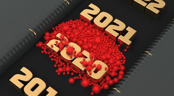 2020年充满病毒的时间线 3D渲染 — 图库照片