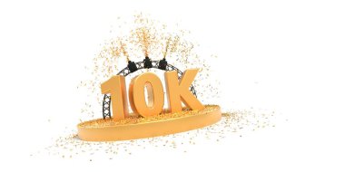 10K takipçileri beyaz arka planda kutlama yapıyor - 3D yorumlama