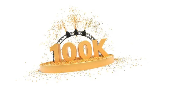 100K Followers Celebration Λευκό Φόντο Απόδοση — Φωτογραφία Αρχείου