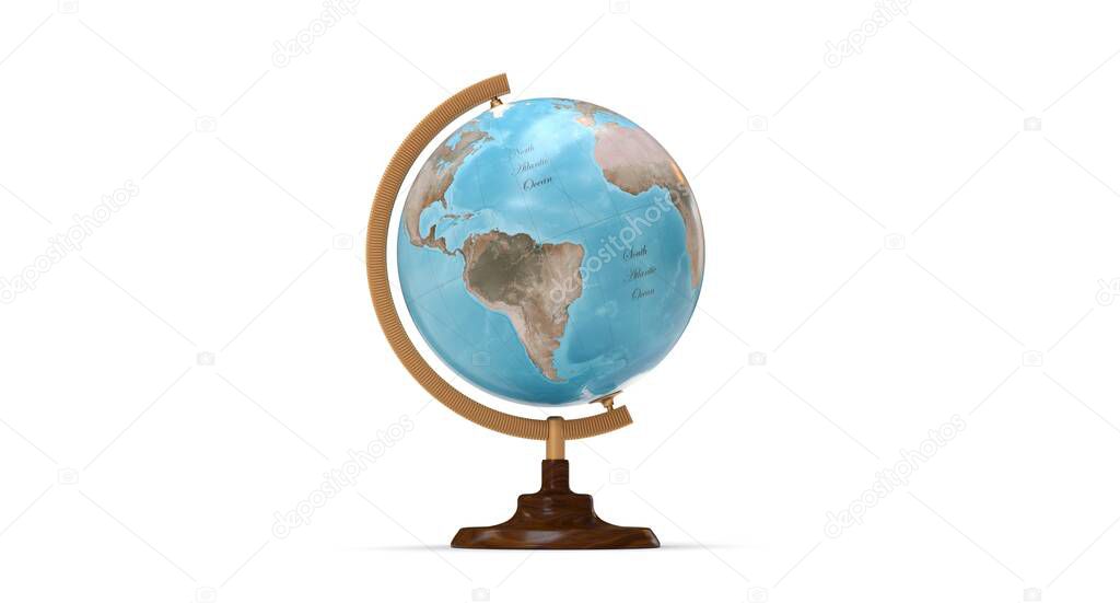 terrestrial globe white background - 3D rendering