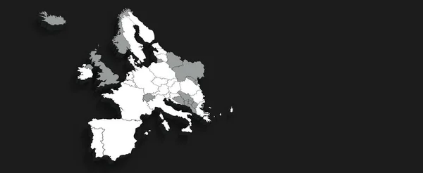 Europakarte 2021 Grauer Hintergrund Darstellung — Stockfoto