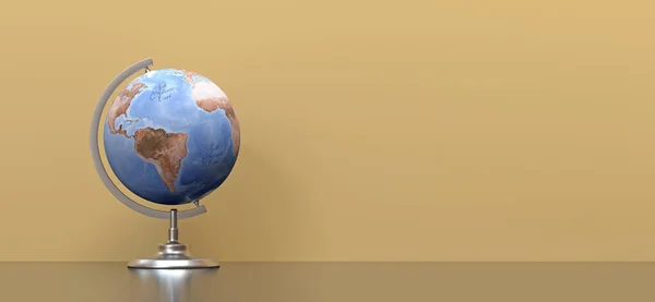 terrestrial globe yellow background - 3D rendering