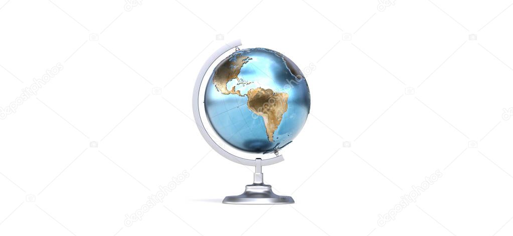 terrestrial globe white background - 3D rendering