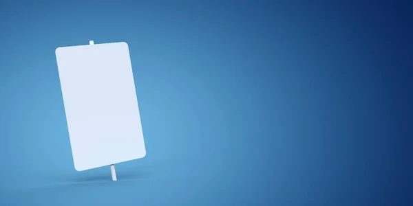 青い背景の白い看板 3Dレンダリング — ストック写真