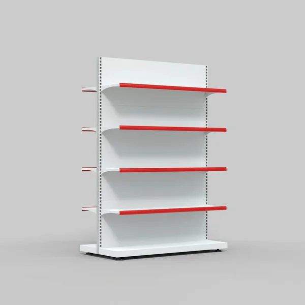 Rendering Empty Shelf Grey Background — Stock Photo, Image