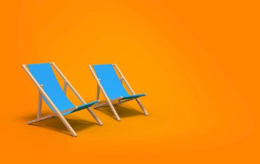 Sarı arka planda iki iskemle - 3D görüntüleme