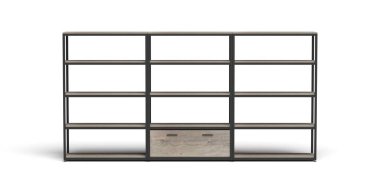 Mağazalar için mobilyalar - boş raflar - beyaz arkaplan - 3B oluşturma